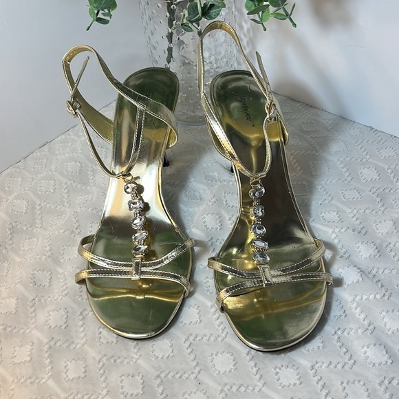 Gold Jacqueline Ferrar High Heels Women Size 11 Medium - Picture 2 of 6